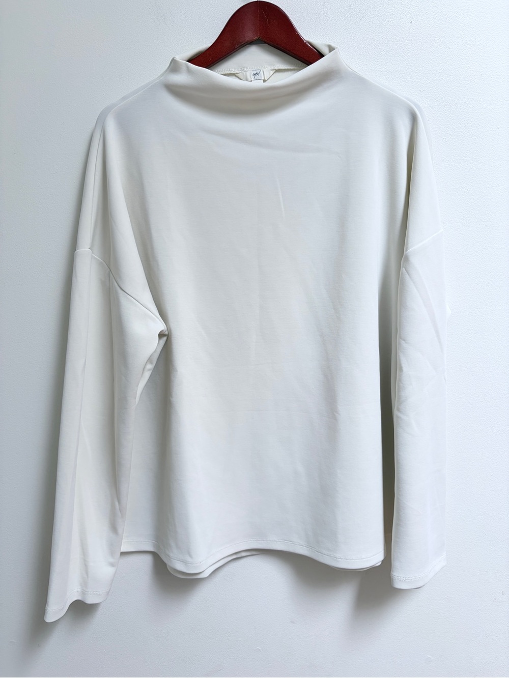 Up! Ivory Tencel Modal Mock Neck Long Sleeve Top Sz XXL